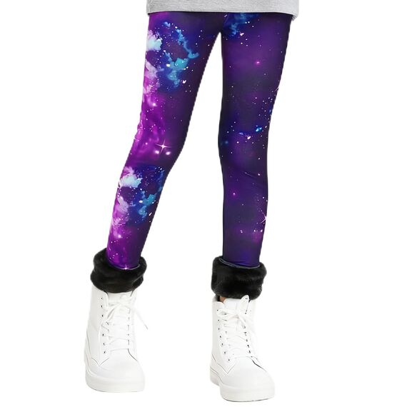 Mädchen Thermo Leggings Winter - Gefütterte Warme Dicke Baumwolle Hosen (B)