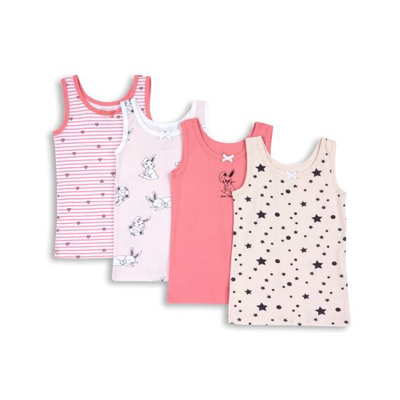Chicco, Unterhemden Mädchen, 4er-Pack, 100% Baumwolle, Kinderbekleidung für Mädchen, Designed in Italy