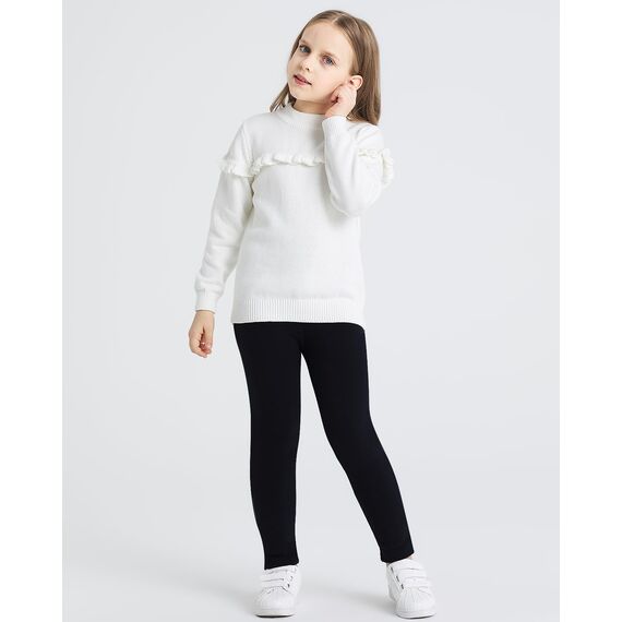 Adorel Mädchen Thermo Leggings Baumwolle Gefütterte Winter Warme Dicke Hosen Schwarz 146-152 EU (Herstellergröße 160)