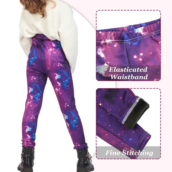 Mädchen Thermo Leggings Winter - Gefütterte Warme Dicke Baumwolle Hosen (B)
