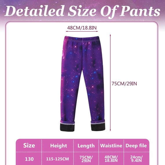 Mädchen Thermo Leggings Winter - Gefütterte Warme Dicke Baumwolle Hosen (B)