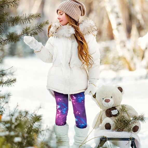 Mädchen Thermo Leggings Winter - Gefütterte Warme Dicke Baumwolle Hosen (B)