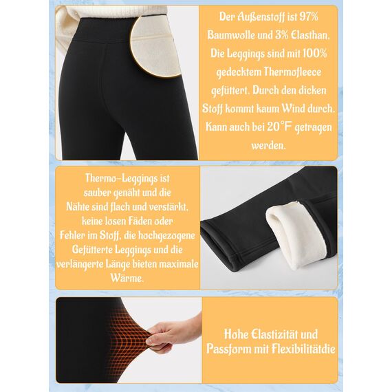 Aiseyi Thermoleggings Mädchen Eingedickt Thermo Leggings Baumwolle Gefütterte Leggings Kinder Winter Warm Leggings Winterhose Schwarz 140