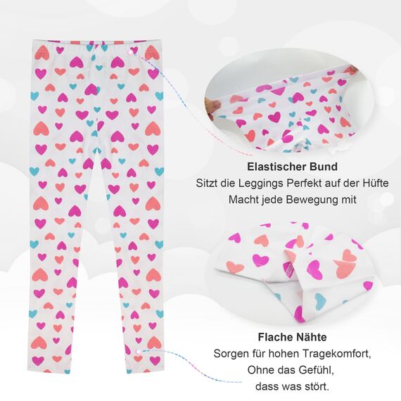 LiKing Kinder Mädchen Leggings Hosen Blumenmuster Stretch aus Baumwolle 4539-B-122/128-3