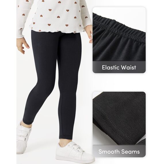 Adorel Mädchen Leggings Baumwolle Lang Unifarbe Leggins Hosen 3er-Pack Schwarz 134-140 EU (Herstellergröße 140)