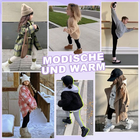 AMIYOYO Thermoleggings Mädchen Gefütterte Leggings mit Fleece Winter Lange Thermohose Kinder Verdickte Warme Thermounterwäsche Blickdicht Elastisch