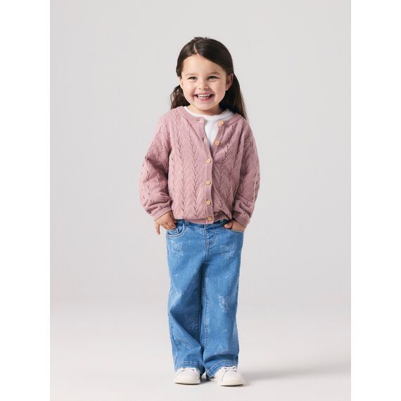 Name IT Mädchen Nmfbanni Ls Knit Card Noos Strickjacke, Deauville Mauve, 110 EU
