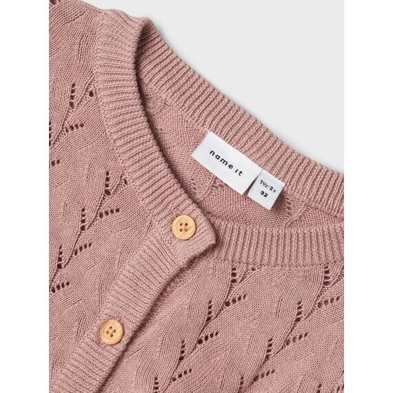 Name IT Mädchen Nmfbanni Ls Knit Card Noos Strickjacke, Deauville Mauve, 110 EU