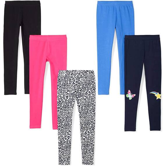 Spotted Zebra Toddler Girls' 5-Pack Leggings, Hearts, 3T