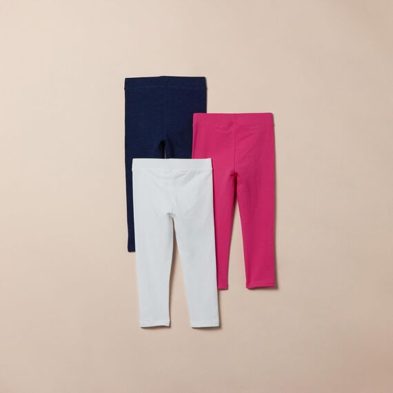 Amazon Essentials Mädchen Leggings, 3er-Pack, Marineblau Heidekraut/Himbeere/Weiß, 3 Jahre