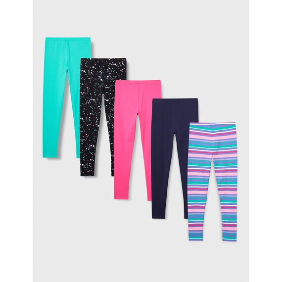Spotted Zebra Toddler Girls' 5-Pack Leggings, Starburst, 4T