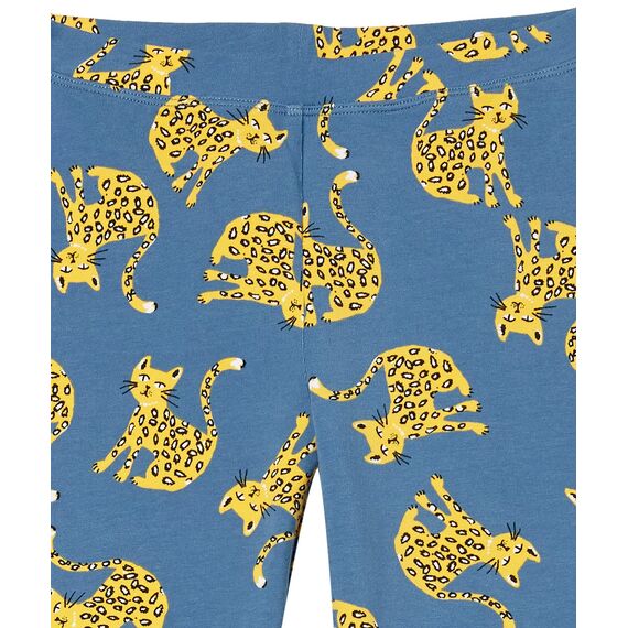 Amazon Essentials Mädchen Leggings, 5er-Pack, Blau Blattmuster/Indigo Große Katzen/Schwarz/Türkisgrün/Weiß Floral, 6-7 Jahre