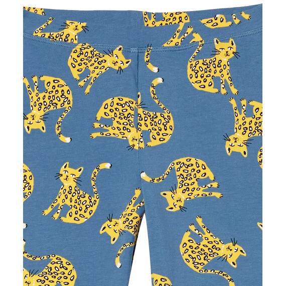 Amazon Essentials Mädchen Leggings, 5er-Pack, Blau Blattmuster/Indigo Große Katzen/Schwarz/Türkisgrün/Weiß Floral, 8 Jahre