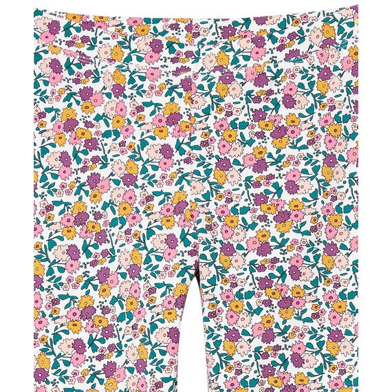Amazon Essentials Mädchen Leggings, 5er-Pack, Purpur Punkte/Rosa Blumen/Schwarz/Türkisgrün/Weiß Streublumen, 4 Jahre
