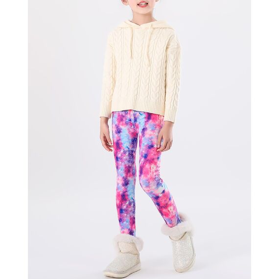 Adorel Mädchen Thermoleggings Bunt Gefütterte Winter Hosen Leggings 2er-Pack Galaxis Rosa & Violett 134-140 EU (Herstellergröße 140)