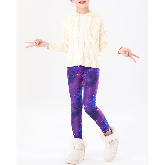 Adorel Mädchen Thermoleggings Bunt Gefütterte Winter Hosen Leggings 2er-Pack Galaxis Rosa & Violett 146-152 EU (Herstellergröße 160)