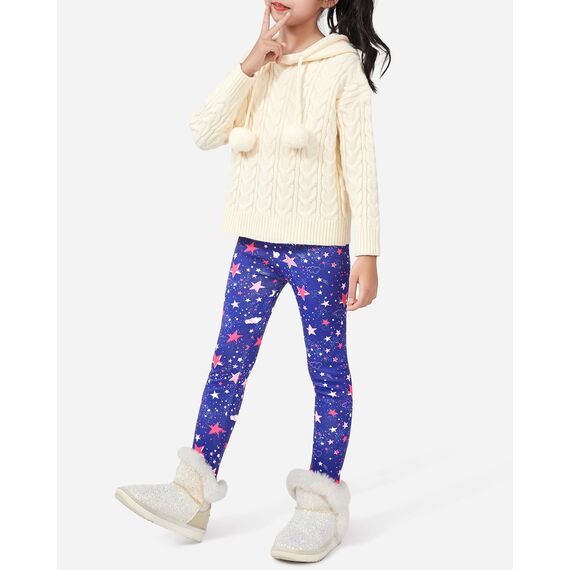 Adorel Mädchen Thermoleggings Bunt Gefütterte Winter Hosen Leggings 2er-PackRosa Sterne & Lila Sterne 128 EU (Herstellergröße 130)
