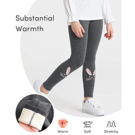Adorel Mädchen Thermo Leggings Gefüttert Baumwolle Stickerei Winter Warm Hosen Dunkelgraue Einzelne 122-128 EU (Herstellergröße 130)