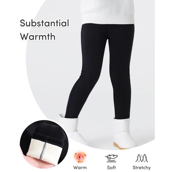 Adorel Mädchen Gefütterte Leggings Baumwolle Warm Winter Hosen Thermohosen Schwarze Einzelne 140 EU (Herstellergröße 150)