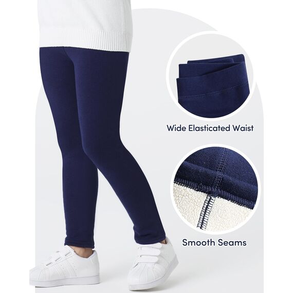 Adorel Mädchen Gefütterte Leggings Baumwolle Warm Winter Hosen Thermohosen Dunkelblaue Einzelne 140 EU (Herstellergröße 150)
