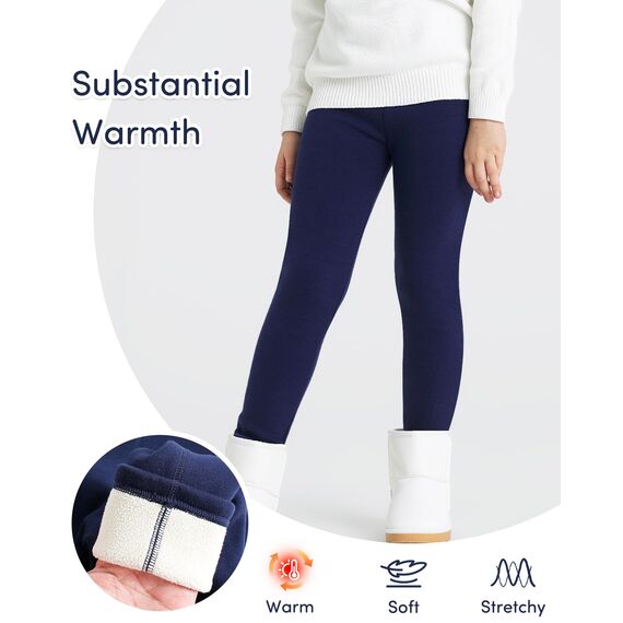 Adorel Mädchen Gefütterte Leggings Baumwolle Warm Winter Hosen Thermohosen Dunkelblaue Einzelne 140 EU (Herstellergröße 150)