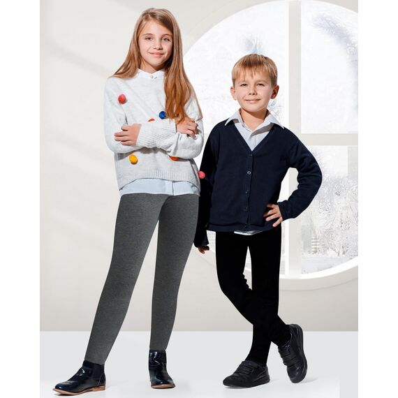 Adorel Mädchen Gefütterte Leggings Baumwolle Warm Winter Hosen Thermohosen Grau Einzelne 122-128 EU (Herstellergröße 130)