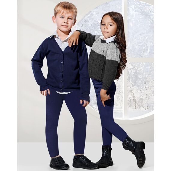 Adorel Mädchen Gefütterte Leggings Baumwolle Warm Winter Hosen Thermohosen Dunkelblaue Einzelne 134 EU (Herstellergröße 140)