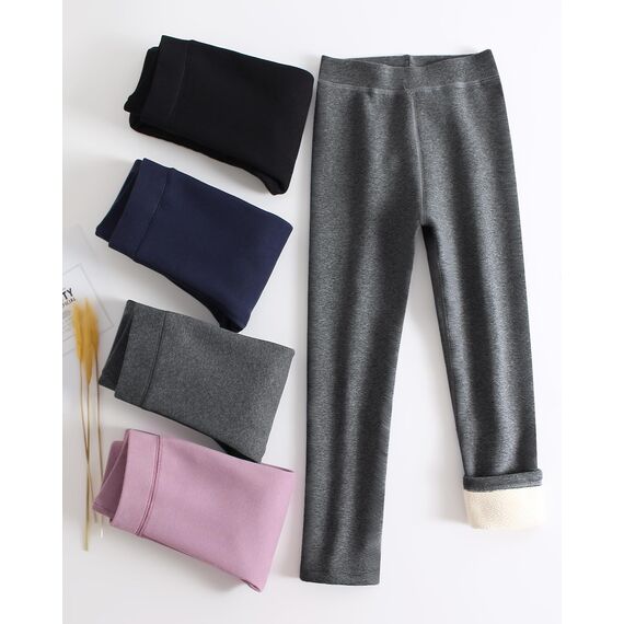 Adorel Mädchen Gefütterte Leggings Baumwolle Warm Winter Hosen Thermohosen Grau Einzelne 134 EU (Herstellergröße 140)