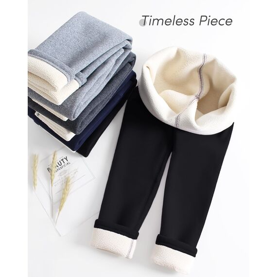 Adorel Mädchen Gefütterte Leggings Baumwolle Warm Winter Hosen Thermohosen Schwarze Einzelne 140 EU (Herstellergröße 150)