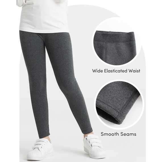 Adorel Mädchen Gefütterte Leggings Baumwolle Warm Winter Hosen Thermohosen Grau Einzelne 134 EU (Herstellergröße 140)