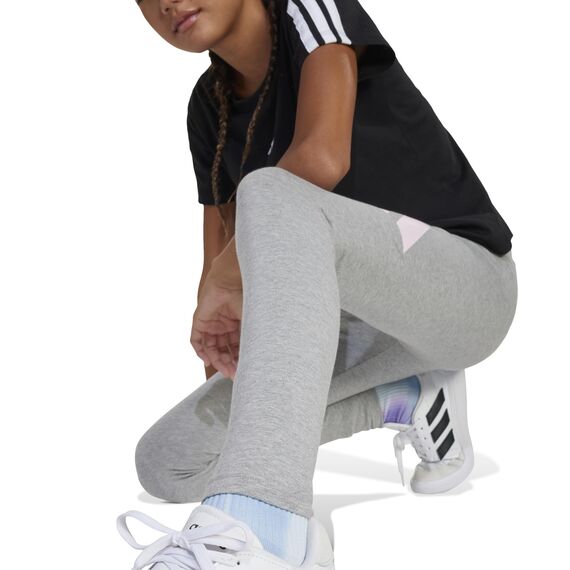 adidas Mädchen Essentials LINEAR Logo Leggings, medium Grey Heather/Clear pink, 11-12 Years