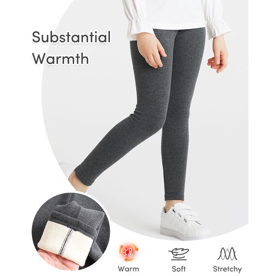 Adorel Mädchen Gefütterte Leggings Baumwolle Warm Winter Hosen Thermohosen Grau Einzelne 116-122 EU (Herstellergröße 120)