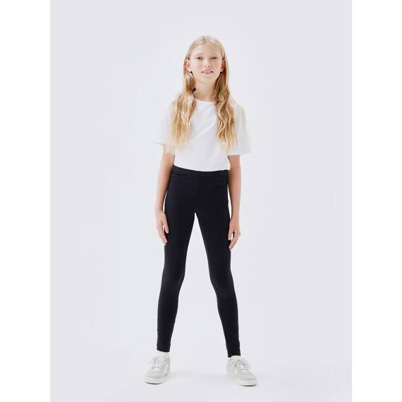 NAME IT Mädchen NKFVIVIAN Legging, Black/W. Black & Black, 122