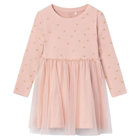 NAME IT Mädchen Nmfnadja Ls Dress Noos, Rosa, 104