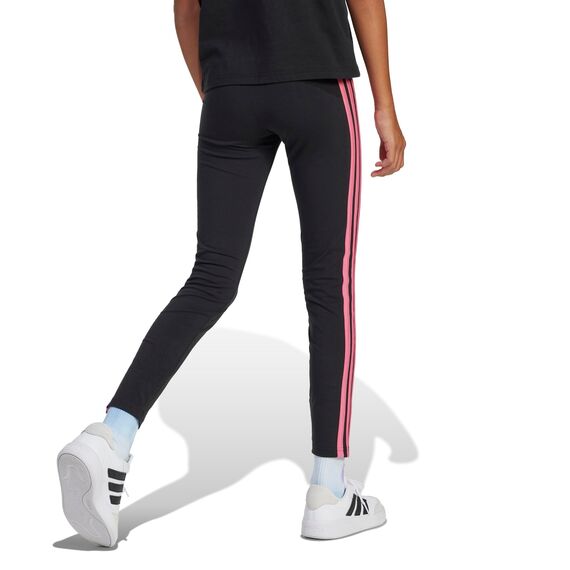 adidas Girl's Essentials 3 Stripes Leggings, Black/pink Fusion, 9-10 Years