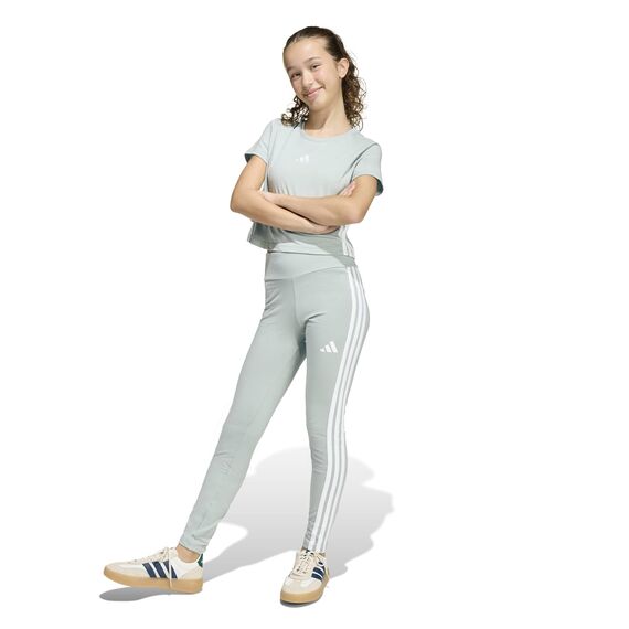 adidas Girl's ESSENTIALS 3 STRIPES LEGGINGS, Wonder Sage/white, 9-10 Years