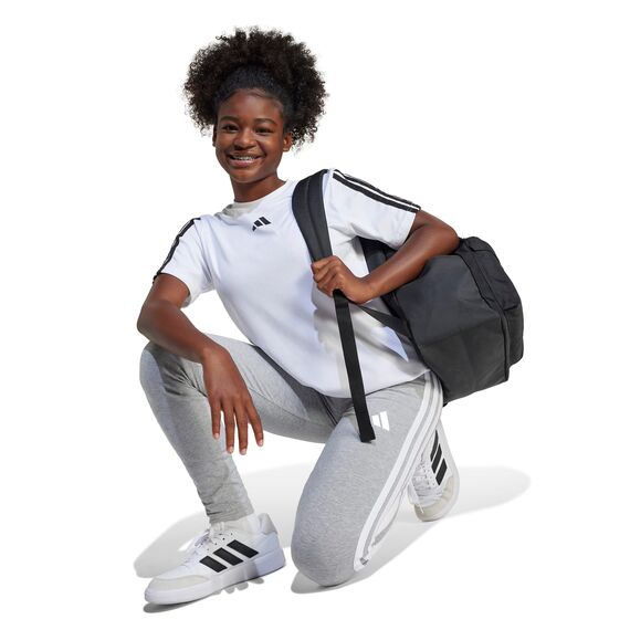 adidas Girl's ESSENTIALS 3 STRIPES LEGGINGS, medium grey heather/white, 7-8 Years