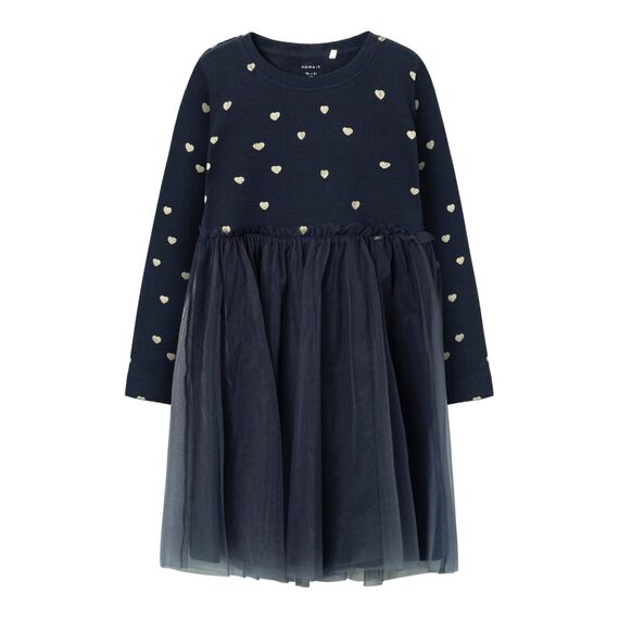 NAME IT Mädchen Nmfnadja Ls Dress Noos, Blau, 92