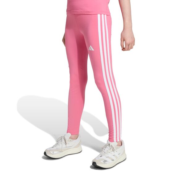adidas Girl's ESSENTIALS 3 STRIPES LEGGINGS, pink/white, 11-12 Years