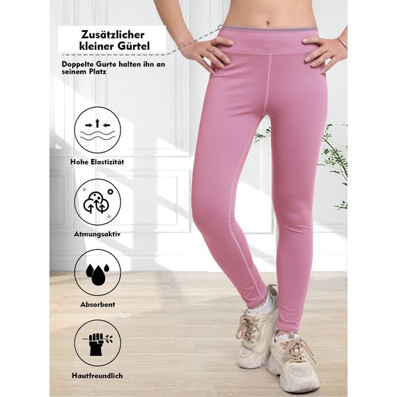 Aiseyi Sportleggins Kinder Mädchen Komfortable Sporthose Sport Leggings Lang Yoga Leggings für Jogging Training Sportunterricht Rot 160