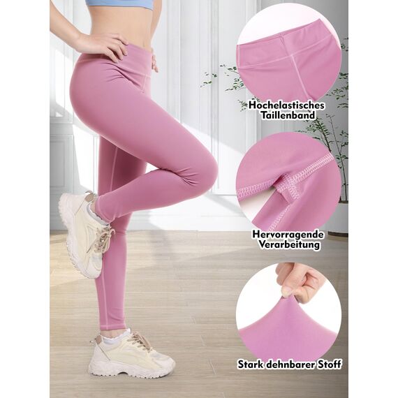 Aiseyi Sportleggins Kinder Mädchen Komfortable Sporthose Sport Leggings Lang Yoga Leggings für Jogging Training Sportunterricht Rot 150