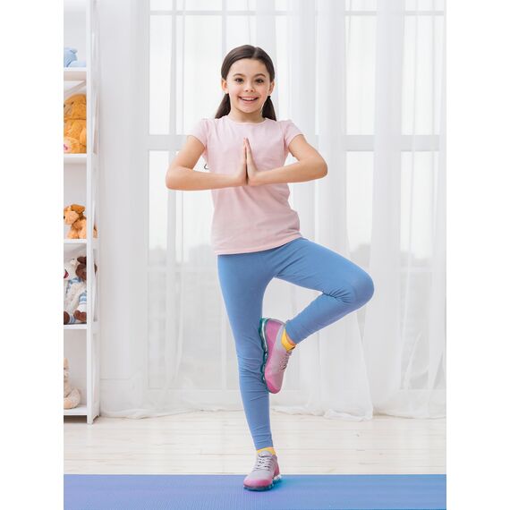 Aiseyi Sportleggins Kinder Mädchen Komfortable Sporthose Sport Leggings Lang Yoga Leggings für Jogging Training Sportunterricht Blau 160