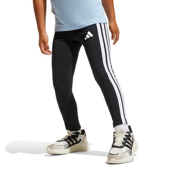 adidas Girl's Essentials 3 Stripes Leggings, Black/White, 6-7 Years