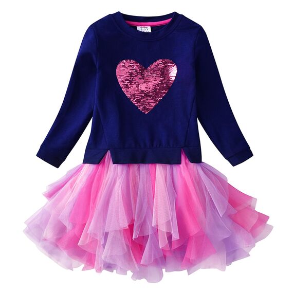 VIKITA Kleider Mädchen Langarm Kleid Baumwolle Bunt Print Stickerei Winter Kleidung Lh4560Blue 5T