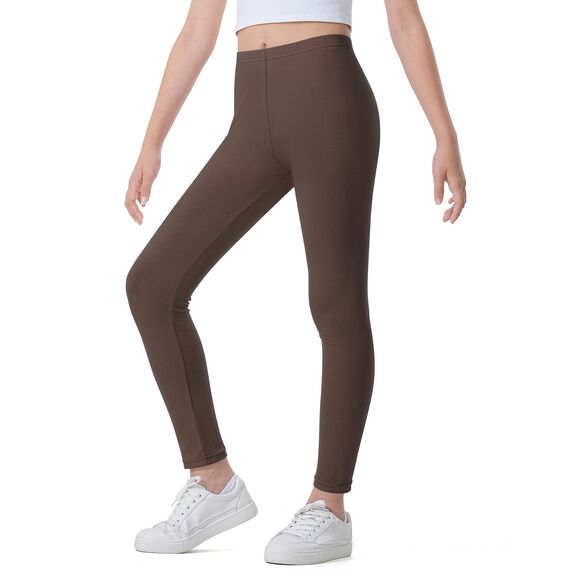 Auranso Leggings Mädchen Sport Baumwolle Kinder Hosen Lange Blickdicht 152-158 Braun