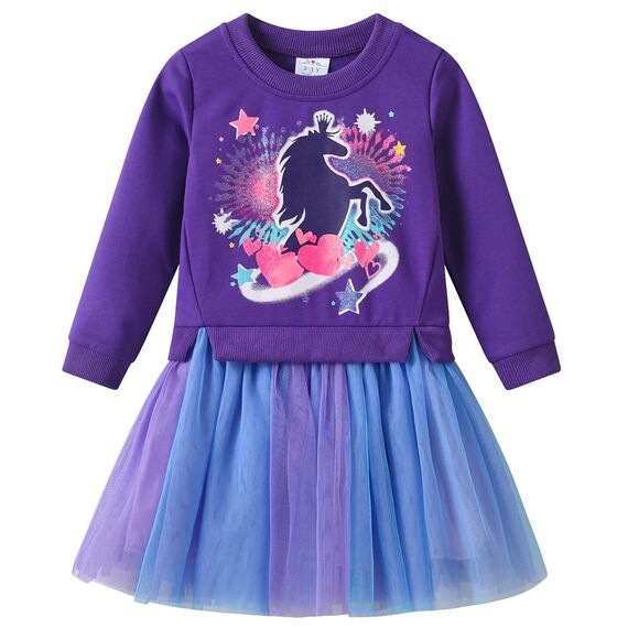 VIKITA Kleider Mädchen Langarm Kleid Baumwolle Bunt Print Stickerei Winter Kleidung Lh2501 3T