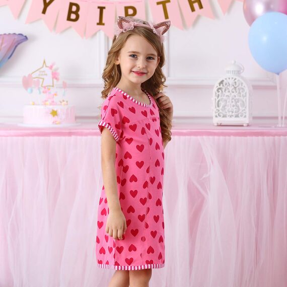 VIKITA Kleider Mädchen Kurzarm Kleid Baumwolle Bunt Print Stickerei Sommer Kleidung MS0320 6T