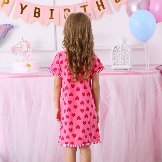VIKITA Kleider Mädchen Kurzarm Kleid Baumwolle Bunt Print Stickerei Sommer Kleidung MS0320 12T