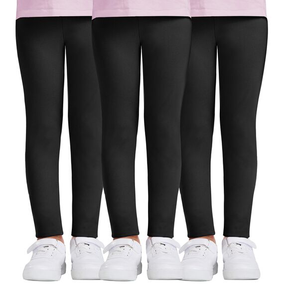 DDOBB Leggings Mädchen, High Waist Leggins Kinder Sportleggins Lange 3er-Pack, Weich Elastisch Basic Sporthose Blickdichte Hose für Tanz Yoga Alltag(Schwarz*3, XL=(10-11 Jahre))