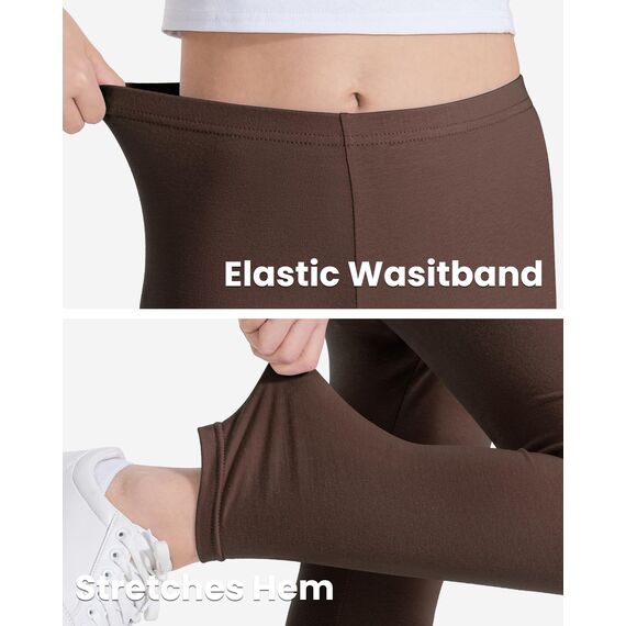 Auranso Leggings Mädchen Sport Baumwolle Kinder Hosen Lange Blickdicht 152-158 Braun